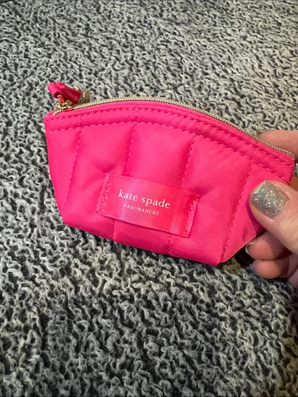 kate spade Hot Pink Nylon Cosmetic Pouches with Gold Hardware - Set of 2